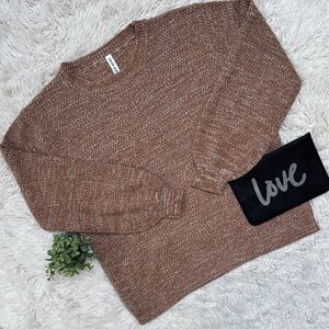 Color Alien Crewneck Knit Sweater 💗 Brown & Cream